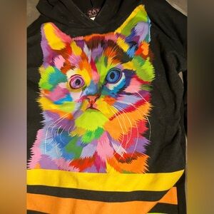 ZAZA Couture Rainbow Kitty Hoodie black hoodie rainbow kitten stripes 2Toddler